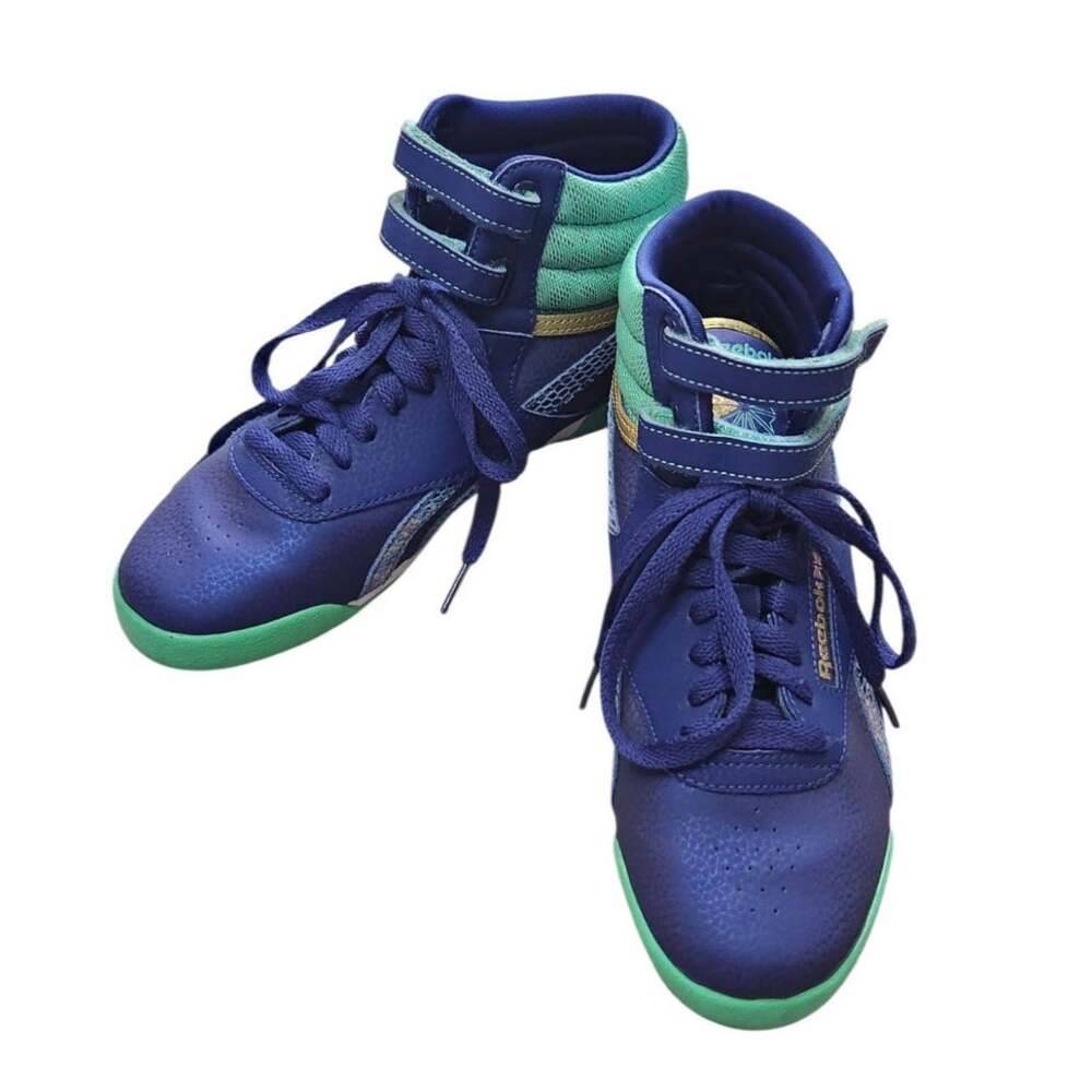 Reebok Freestyle Hi Junior Classic girls sneakers blue and teal size 4.5
